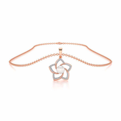 Pole Star Silver Pearl Pendant - Rose Gold - Image 3