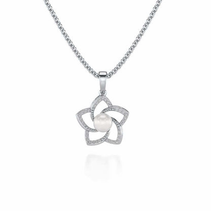 Pole Star Silver Pearl Pendant - White Gold - Image 2