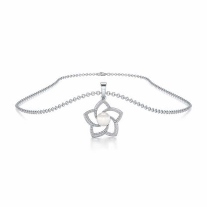 Pole Star Silver Pearl Pendant - White Gold - Image 3