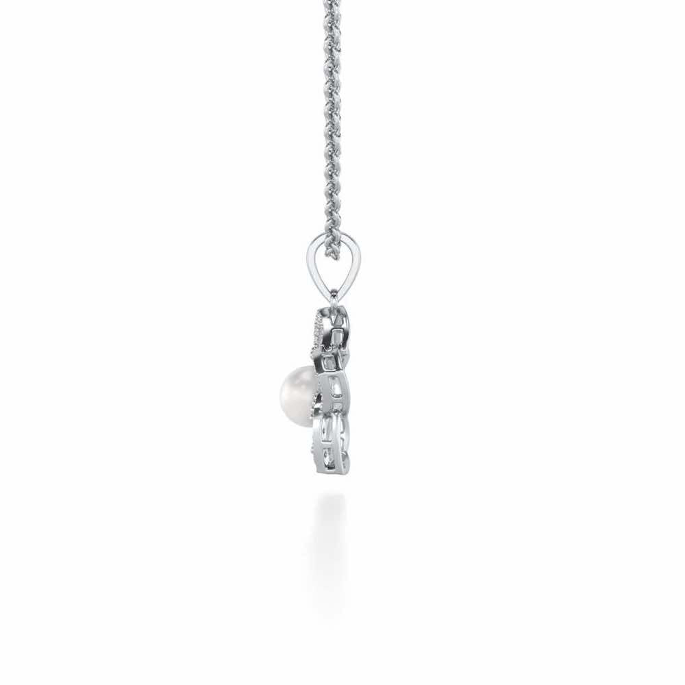 Pole Star Silver Pearl Pendant - White Gold - Image 4