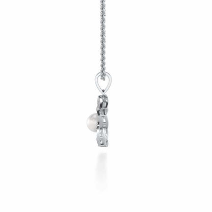 Pole Star Silver Pearl Pendant - White Gold - Image 4