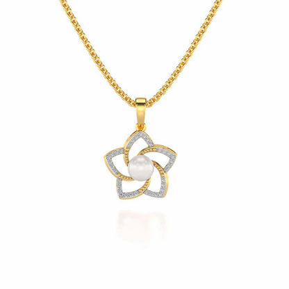 Pole Star Silver Pearl Pendant - Yellow Gold - Image 2