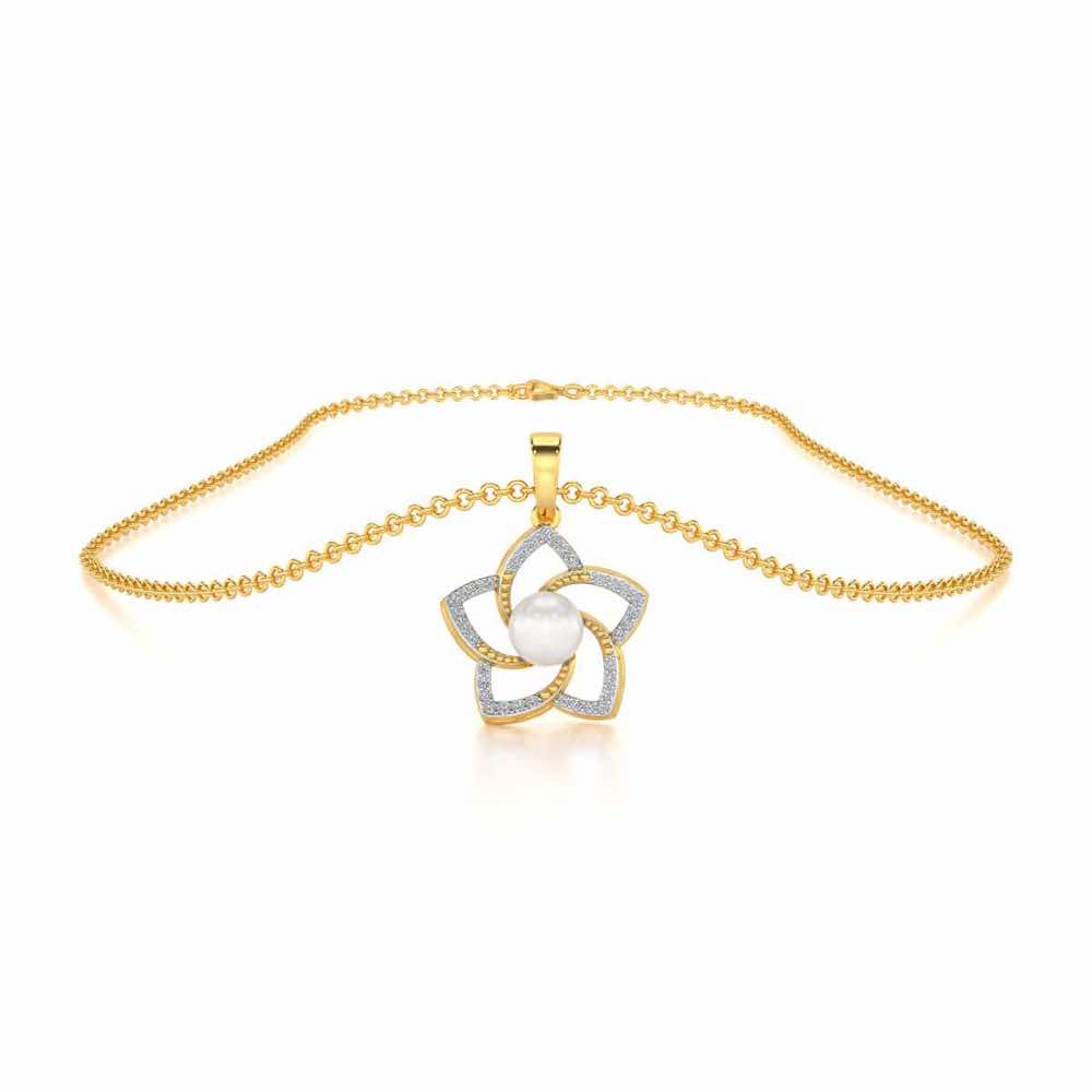 Pole Star Silver Pearl Pendant - Yellow Gold - Image 3