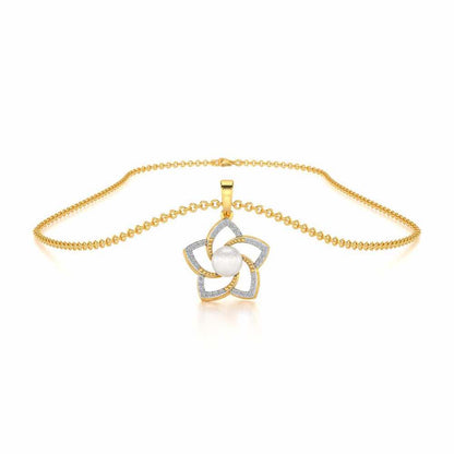 Pole Star Silver Pearl Pendant - Yellow Gold - Image 3