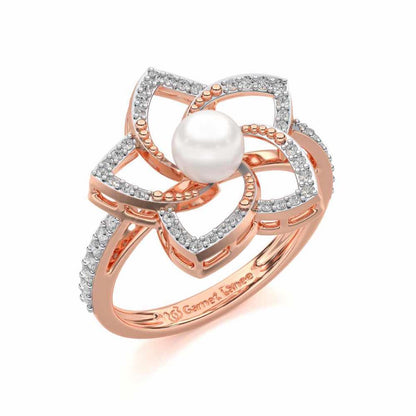 Pole Star Silver Pearl Ring - Rose Gold - Image 1