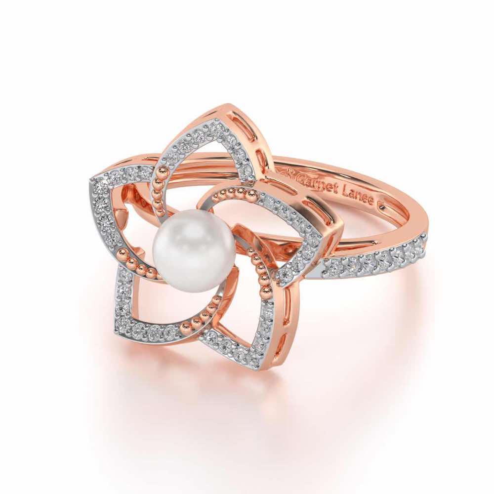 Pole Star Silver Pearl Ring - Rose Gold - Image 2