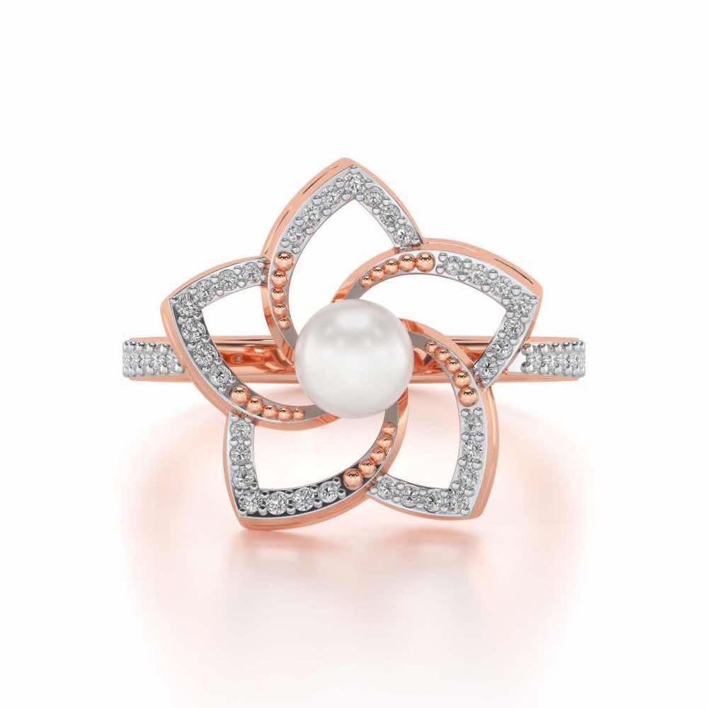 Pole Star Silver Pearl Ring - Rose Gold - Image 4