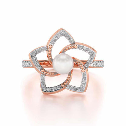 Pole Star Silver Pearl Ring - Rose Gold - Image 4