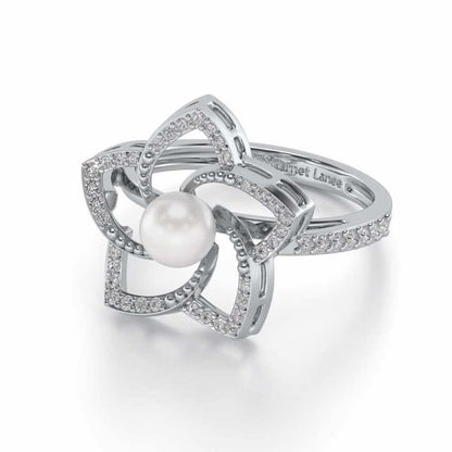Pole Star Silver Pearl Ring - White Gold - Image 2