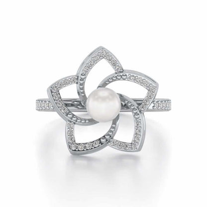 Pole Star Silver Pearl Ring - White Gold - Image 4