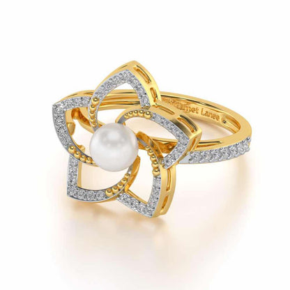 Pole Star Silver Pearl Ring - Yellow Gold - Image 2
