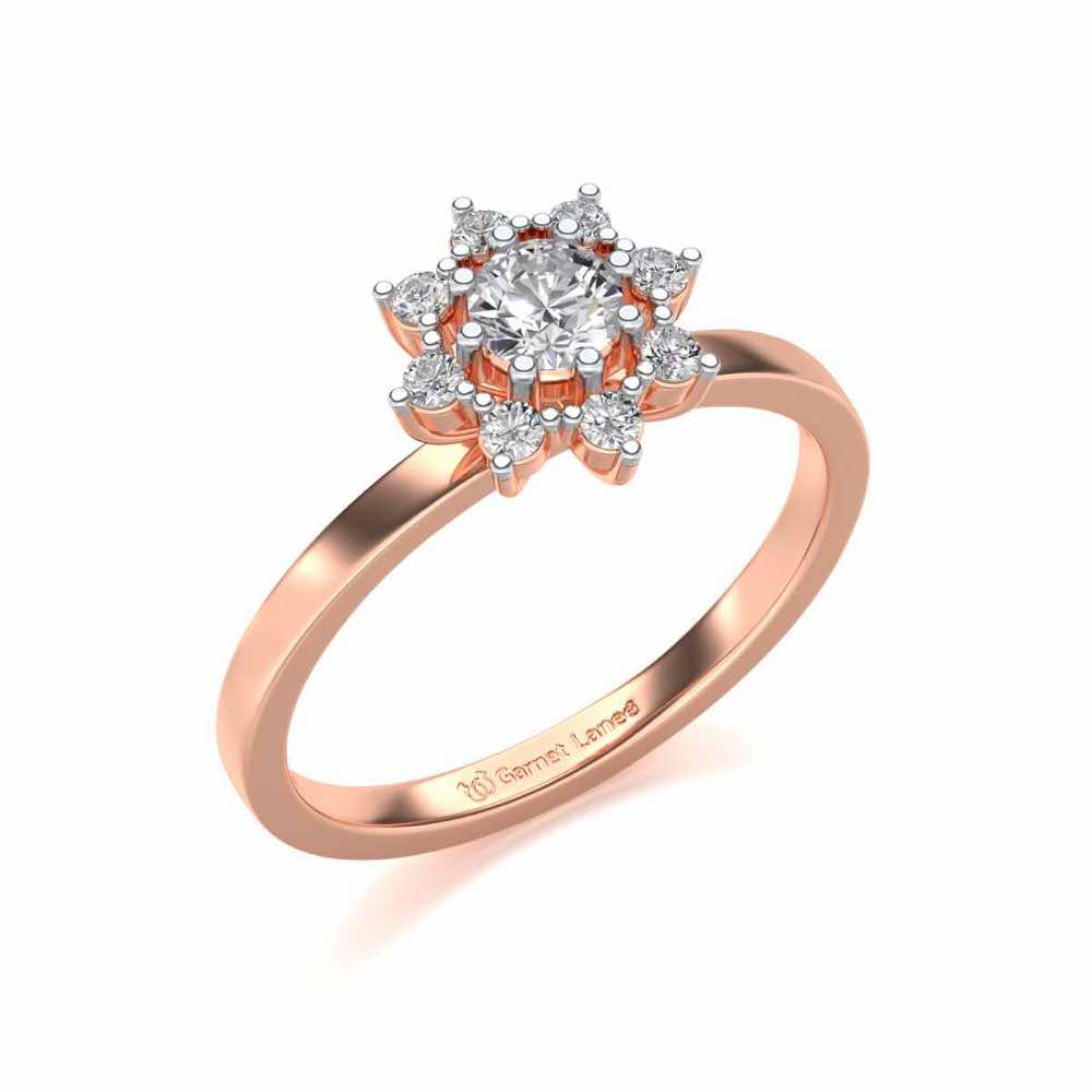 Pole Star Solitaire Silver Ring - Rose Gold - Image 1