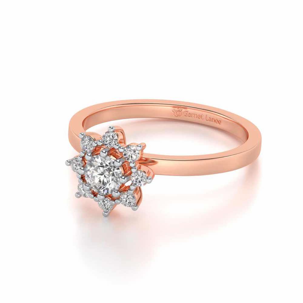 Pole Star Solitaire Silver Ring - Rose Gold - Image 2