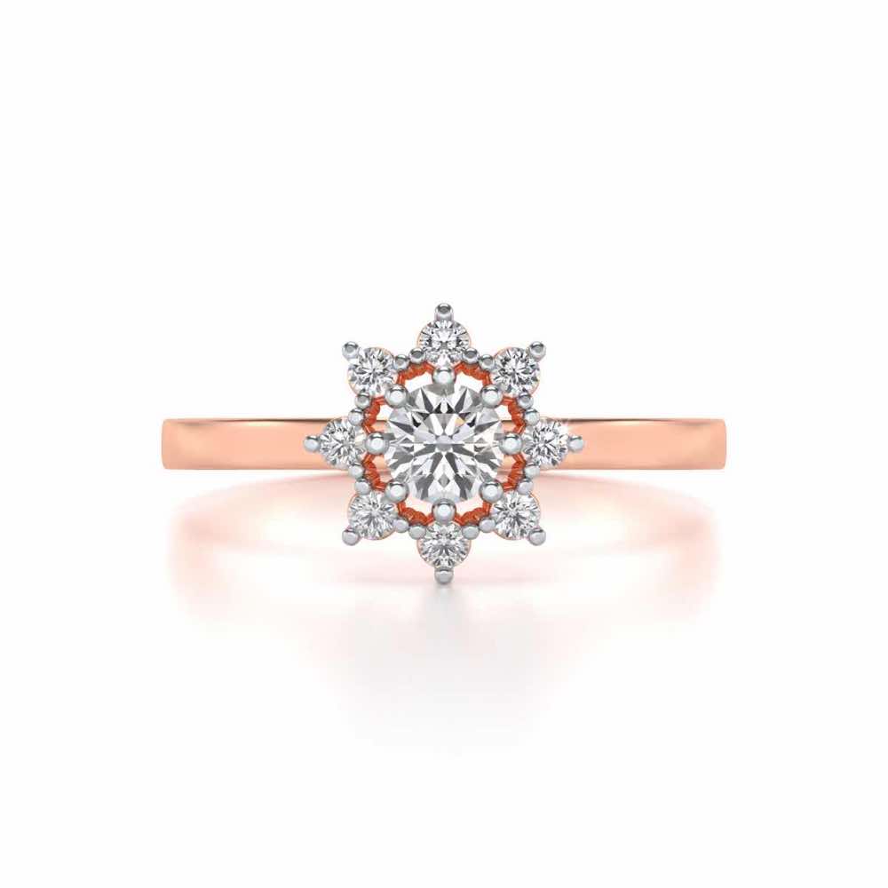 Pole Star Solitaire Silver Ring - Rose Gold - Image 4