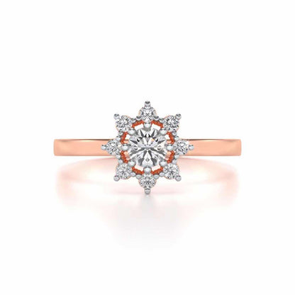 Pole Star Solitaire Silver Ring - Rose Gold - Image 4