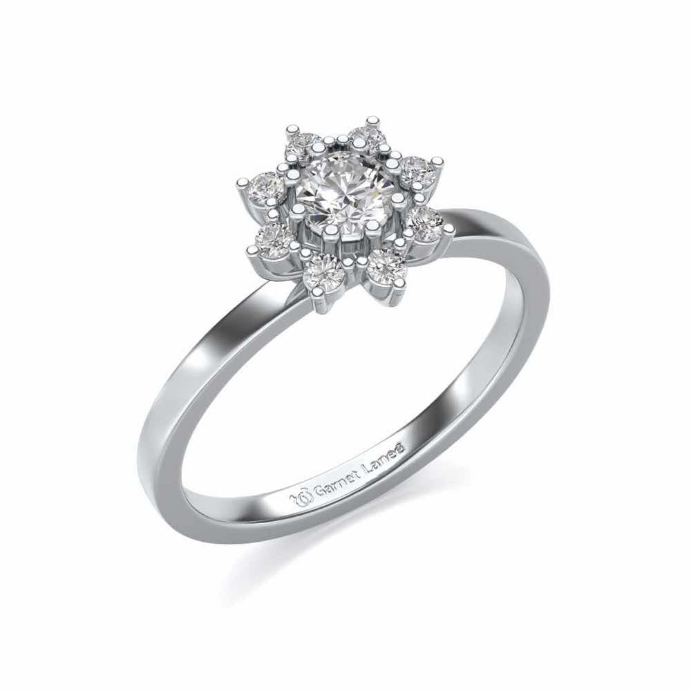 Pole Star Solitaire Silver Ring - White Gold - Image 1
