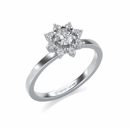 Pole Star Solitaire Silver Ring - White Gold - Image 1