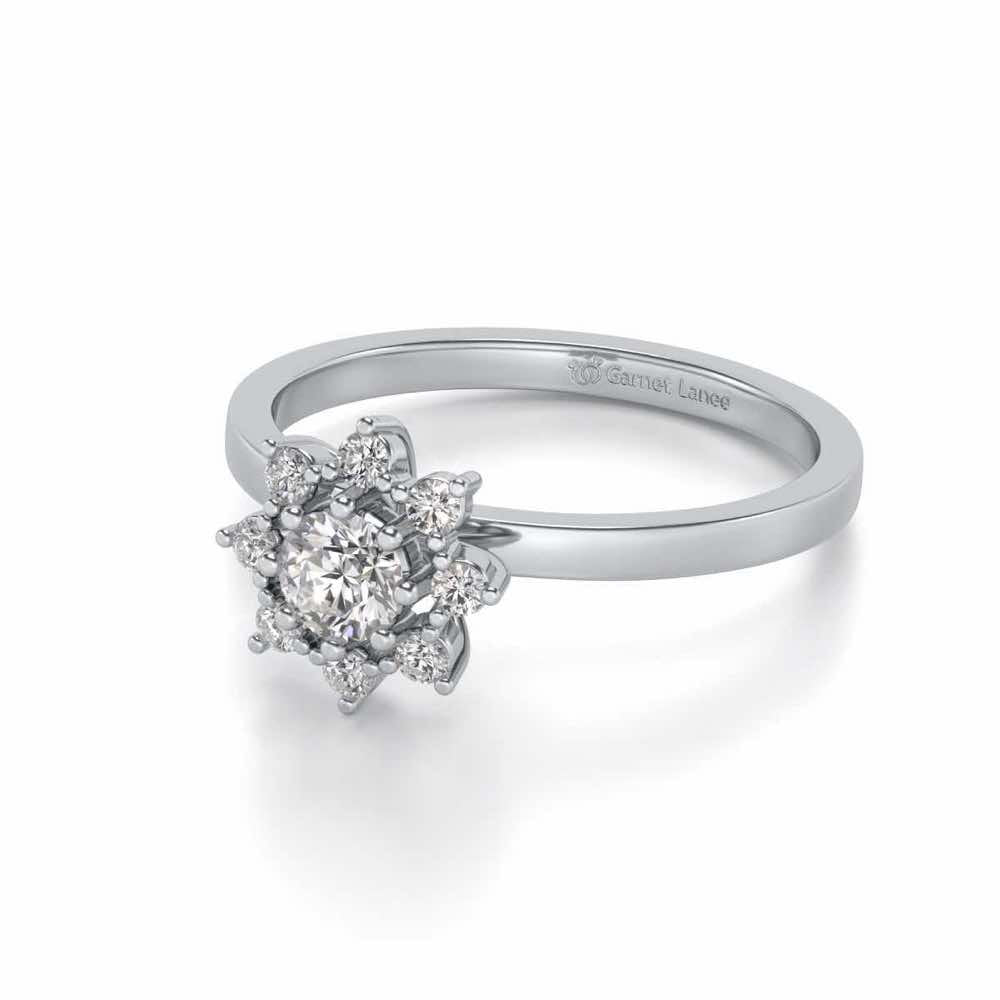 Pole Star Solitaire Silver Ring - White Gold - Image 2