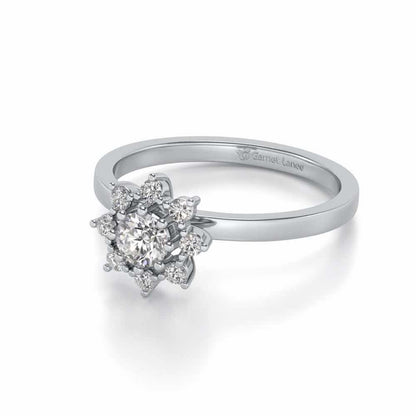 Pole Star Solitaire Silver Ring - White Gold - Image 2