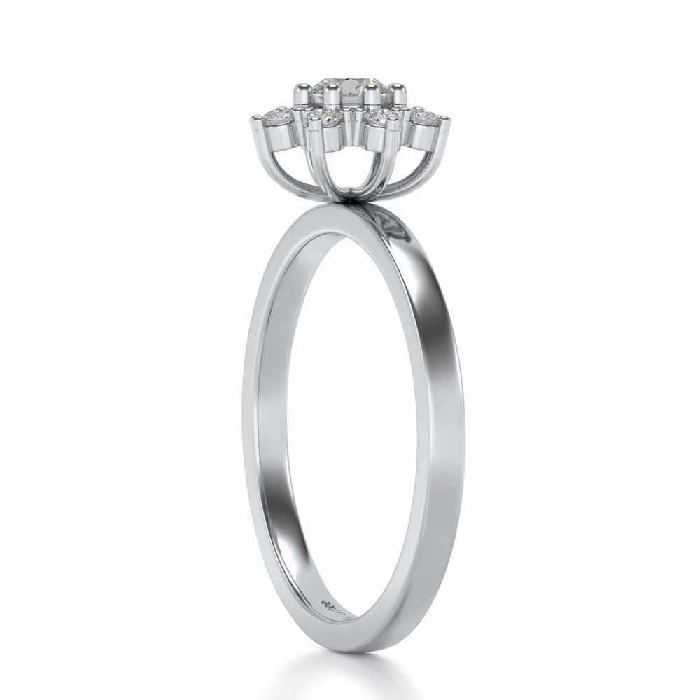 Pole Star Solitaire Silver Ring - White Gold - Image 3