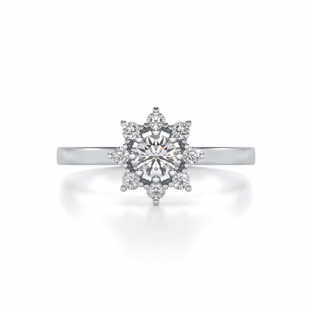 Pole Star Solitaire Silver Ring - White Gold - Image 4