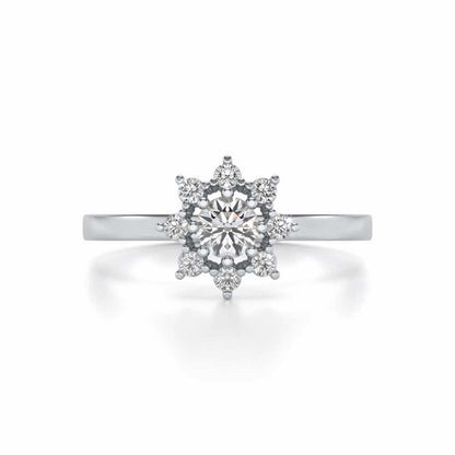 Pole Star Solitaire Silver Ring - White Gold - Image 4
