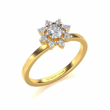 Pole Star Solitaire Silver Ring - Yellow Gold - Image 1