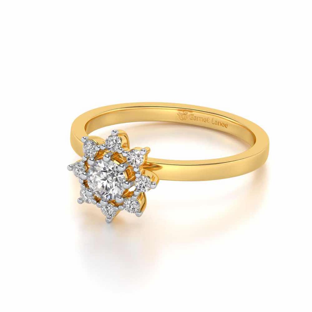 Pole Star Solitaire Silver Ring - Yellow Gold - Image 2