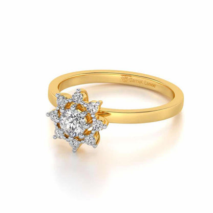 Pole Star Solitaire Silver Ring - Yellow Gold - Image 2