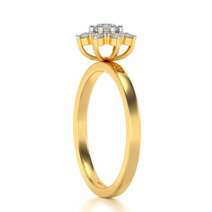 Pole Star Solitaire Silver Ring - Yellow Gold - Image 3