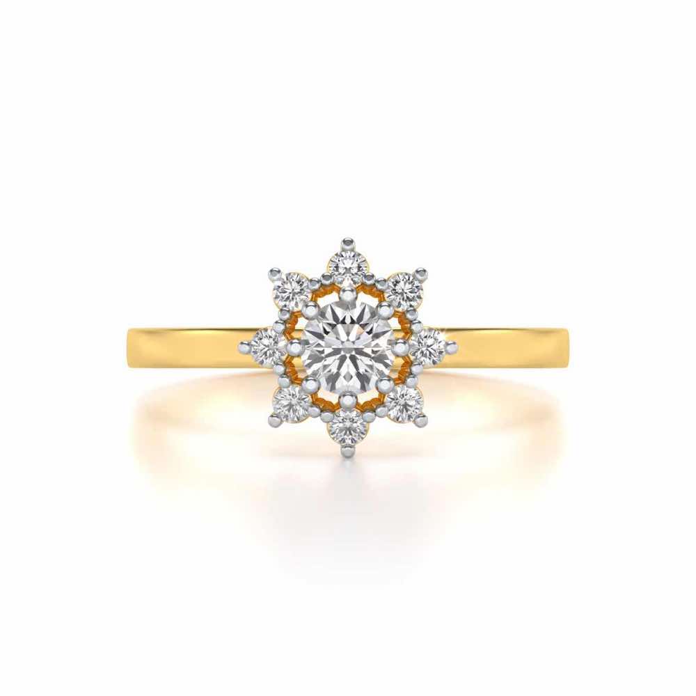 Pole Star Solitaire Silver Ring - Yellow Gold - Image 4