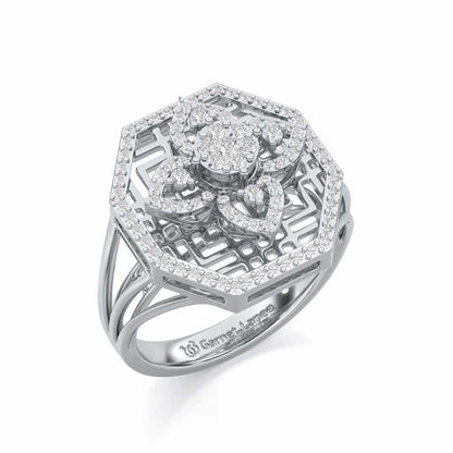 Polished Pinnacle Silver Ring - White Gold - Image 1