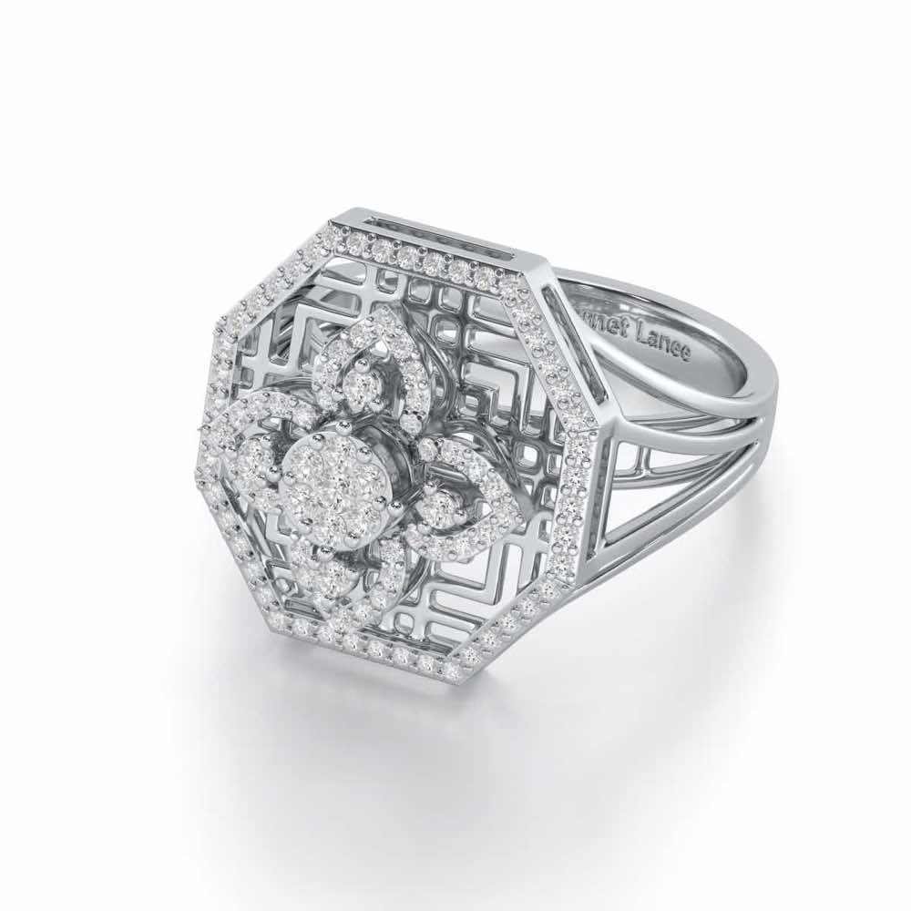 Polished Pinnacle Silver Ring - White Gold - Image 2