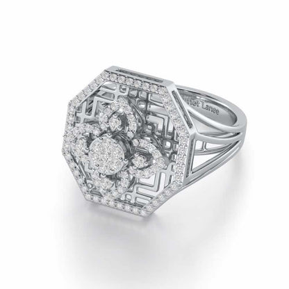 Polished Pinnacle Silver Ring - White Gold - Image 2