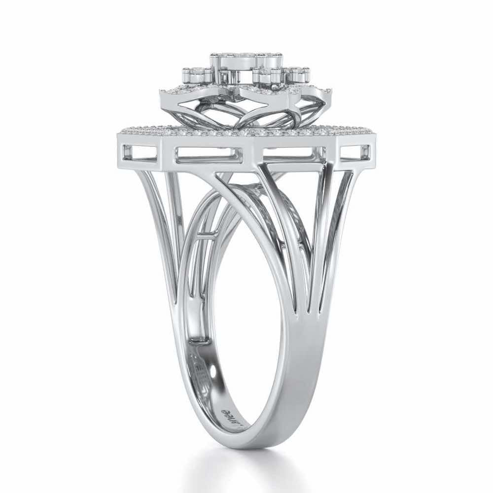 Polished Pinnacle Silver Ring - White Gold - Image 3