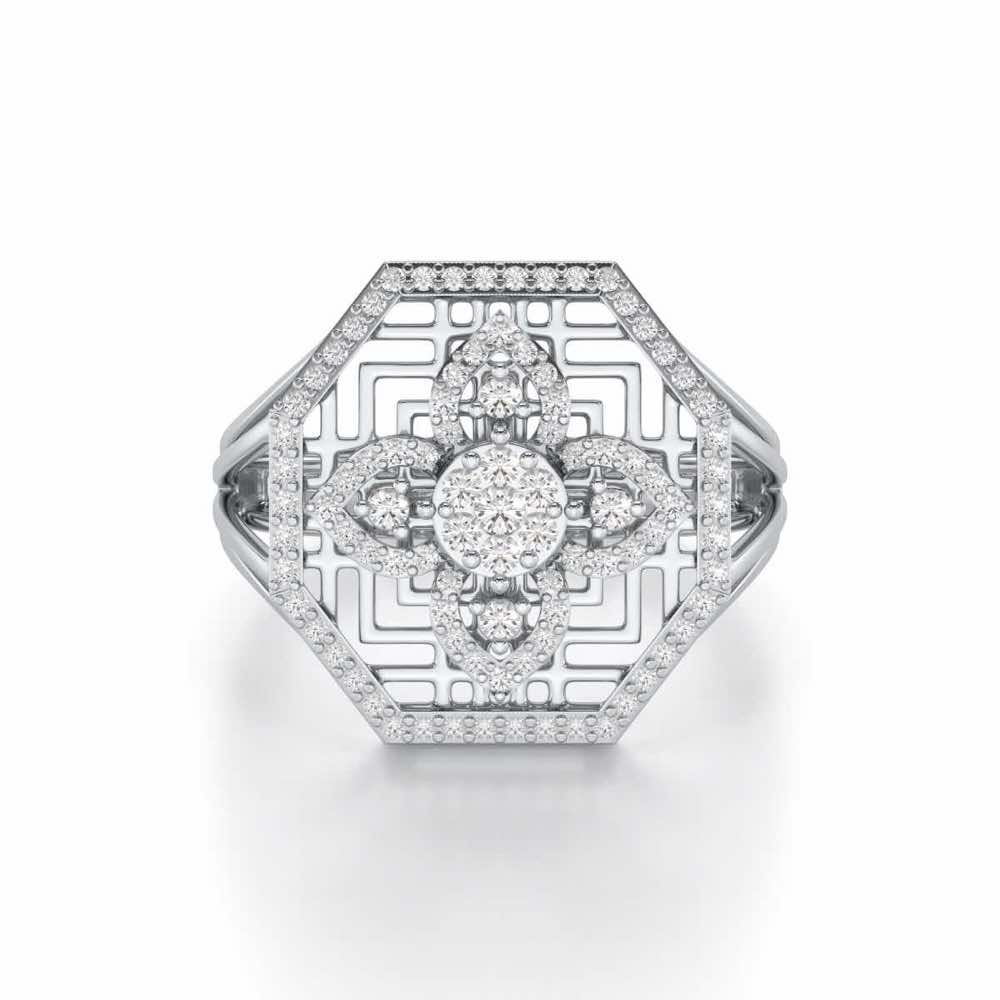 Polished Pinnacle Silver Ring - White Gold - Image 4