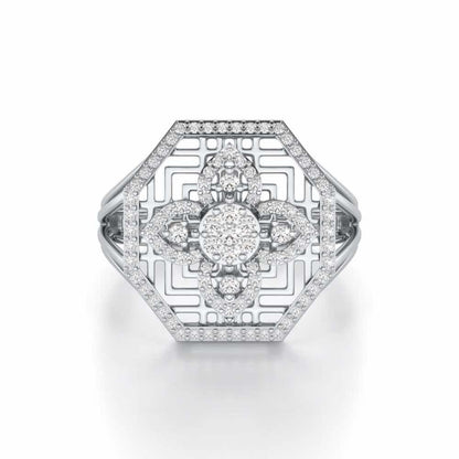 Polished Pinnacle Silver Ring - White Gold - Image 4