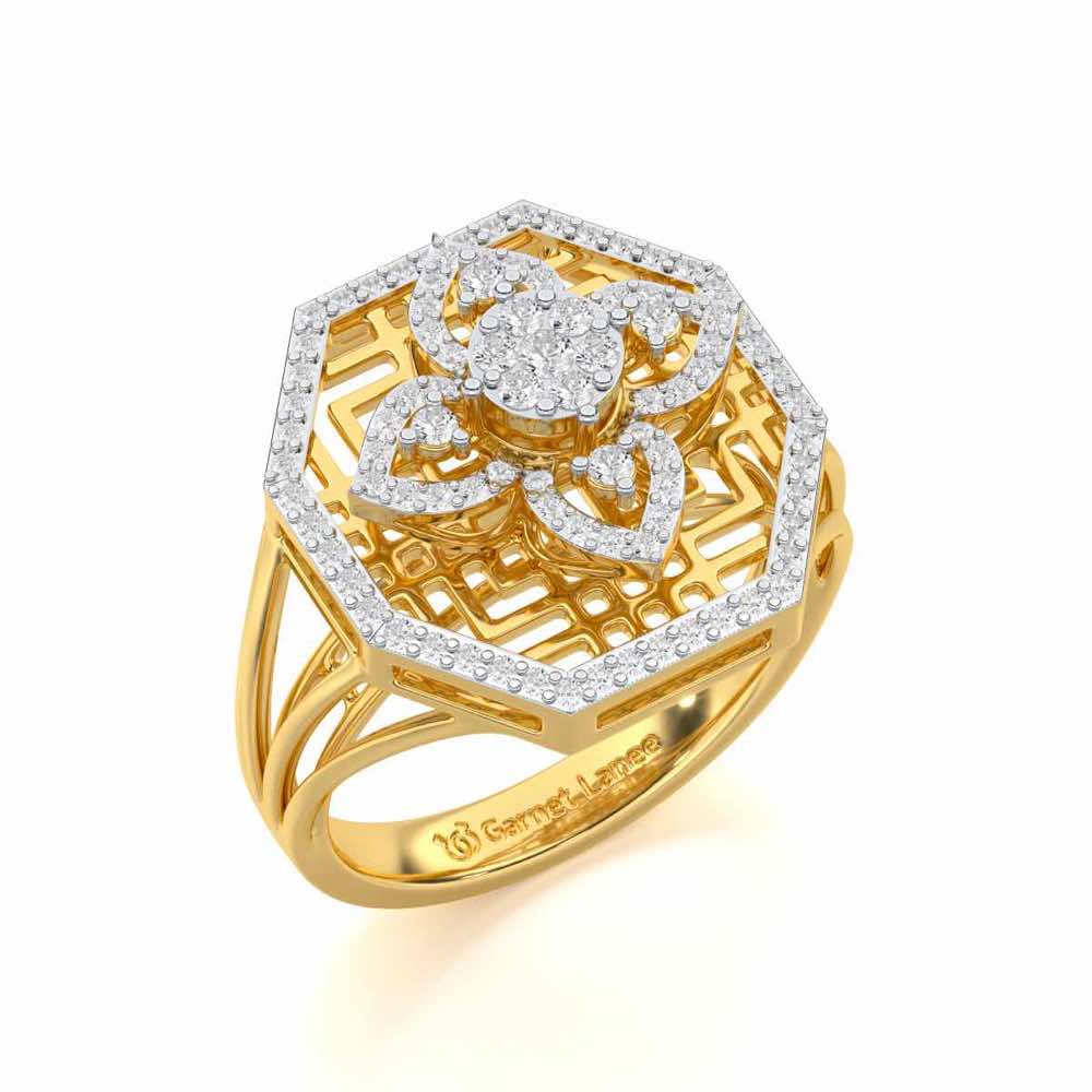 Polished Pinnacle Silver Ring - Yellow Gold - Image 1