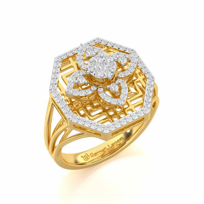 Polished Pinnacle Silver Ring - Yellow Gold - Image 1