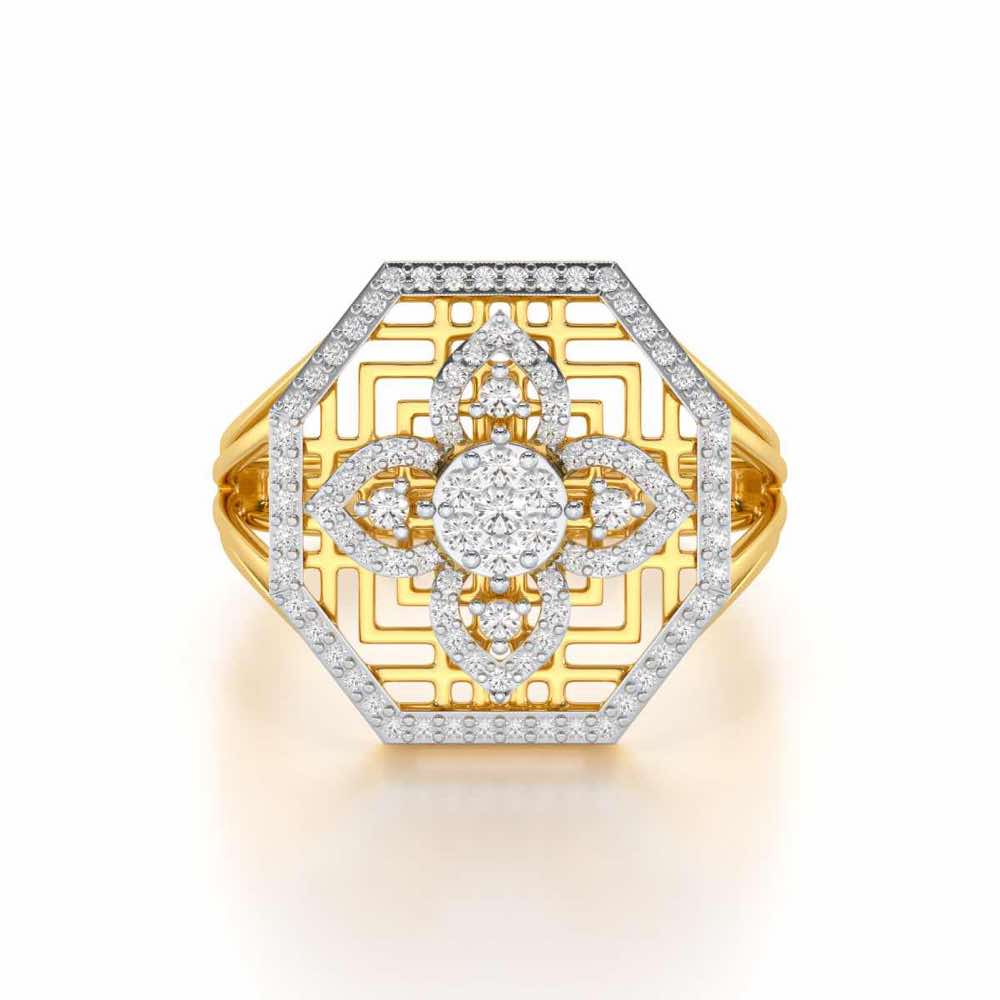 Polished Pinnacle Silver Ring - Yellow Gold - Image 4