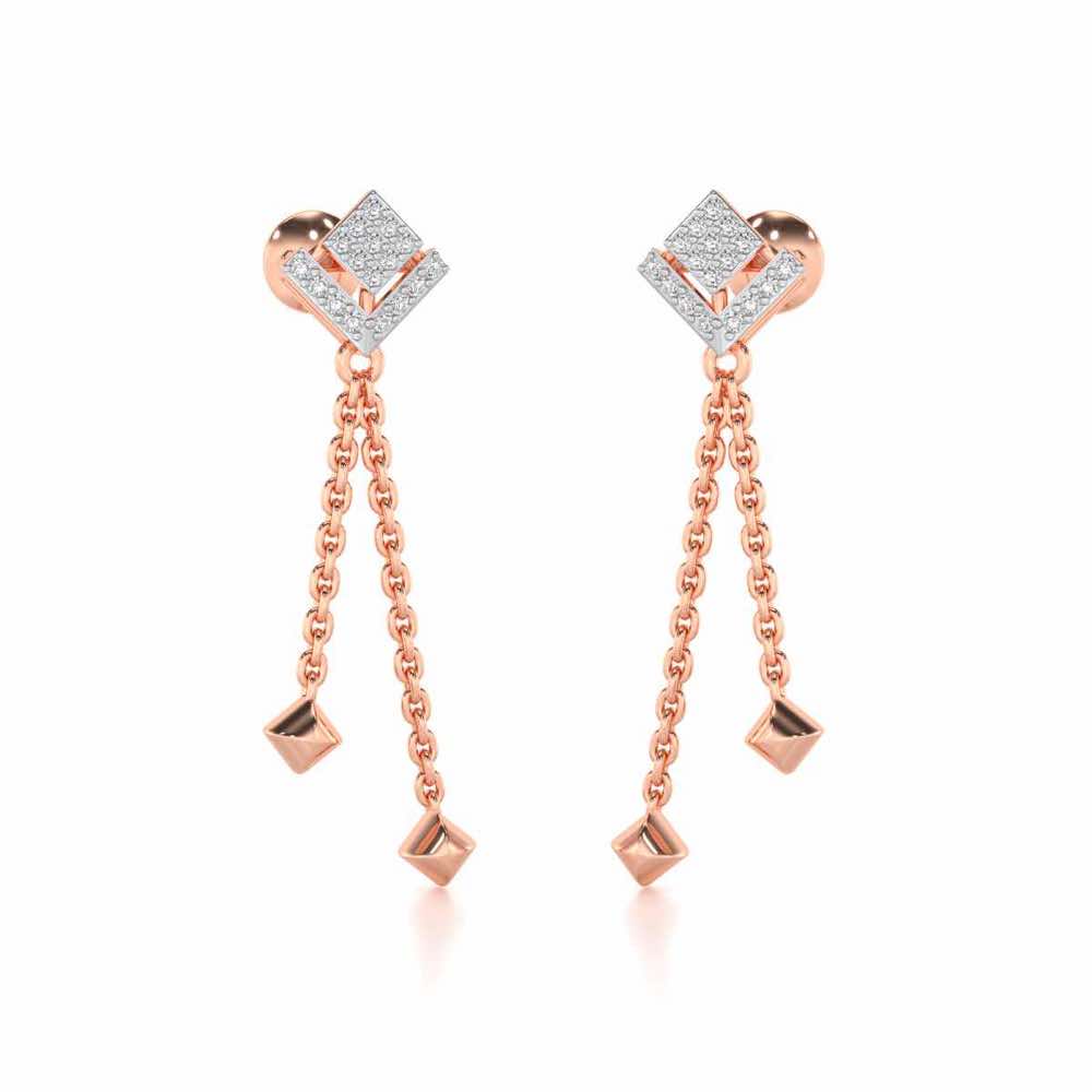 Posh Silver Dangler Earrings - Rose Gold - Image 2