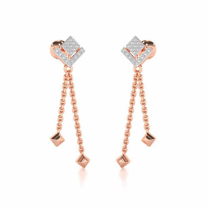 Posh Silver Dangler Earrings - Rose Gold - Image 2