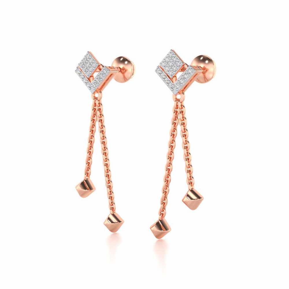 Posh Silver Dangler Earrings - Rose Gold - Image 3