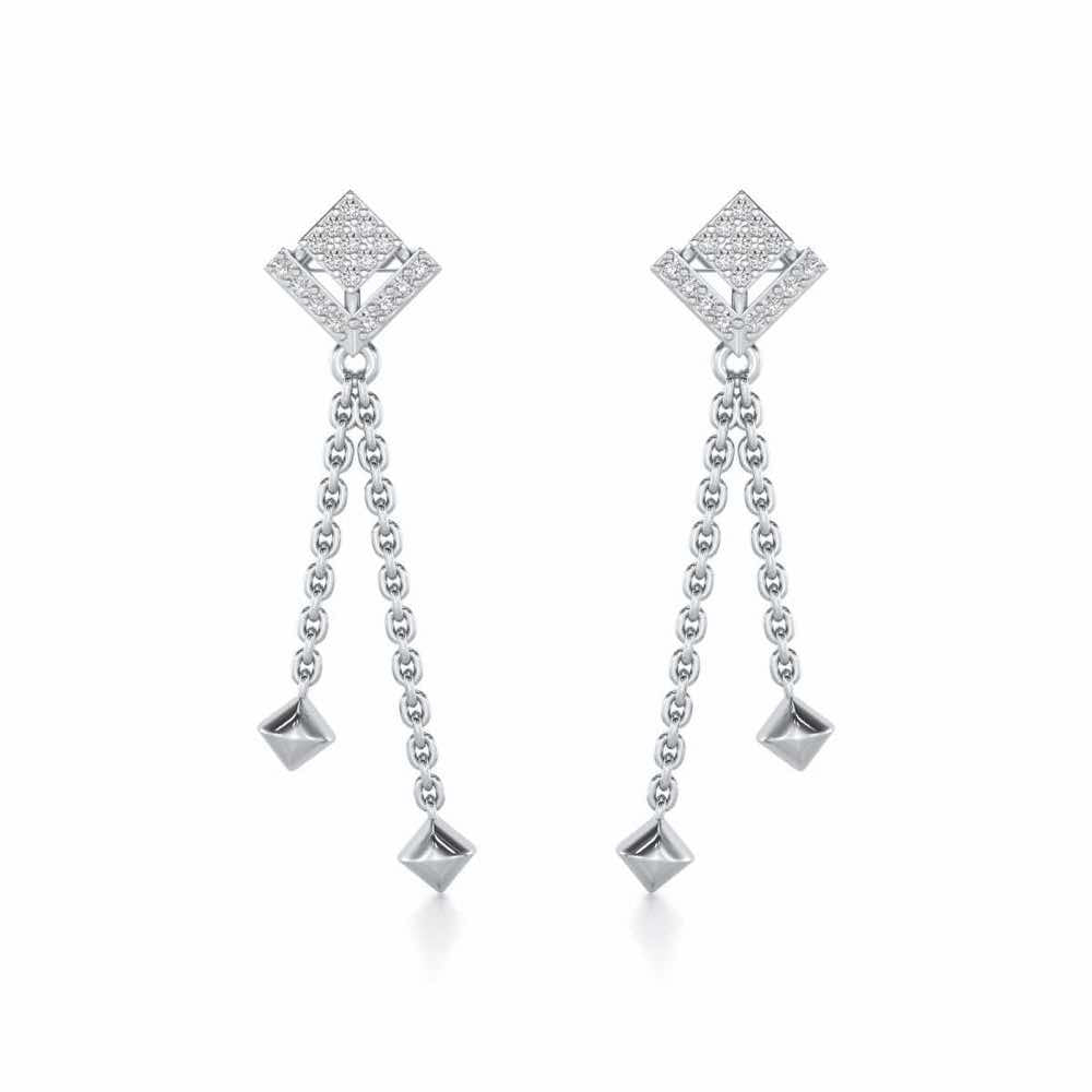 Posh Silver Dangler Earrings - White Gold - Image 1