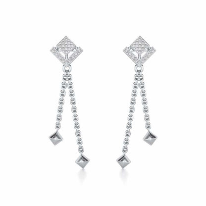 Posh Silver Dangler Earrings - White Gold - Image 1