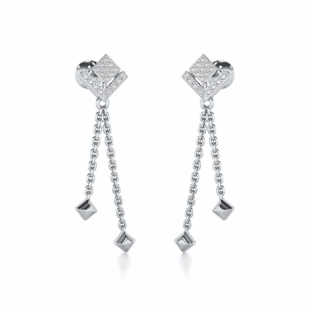 Posh Silver Dangler Earrings - White Gold - Image 2