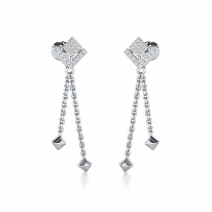 Posh Silver Dangler Earrings - White Gold - Image 2