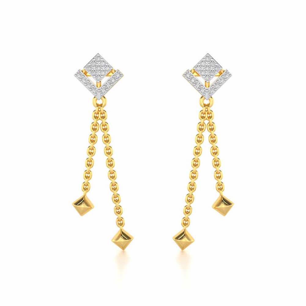 Posh Silver Dangler Earrings - Yellow Gold - Image 1
