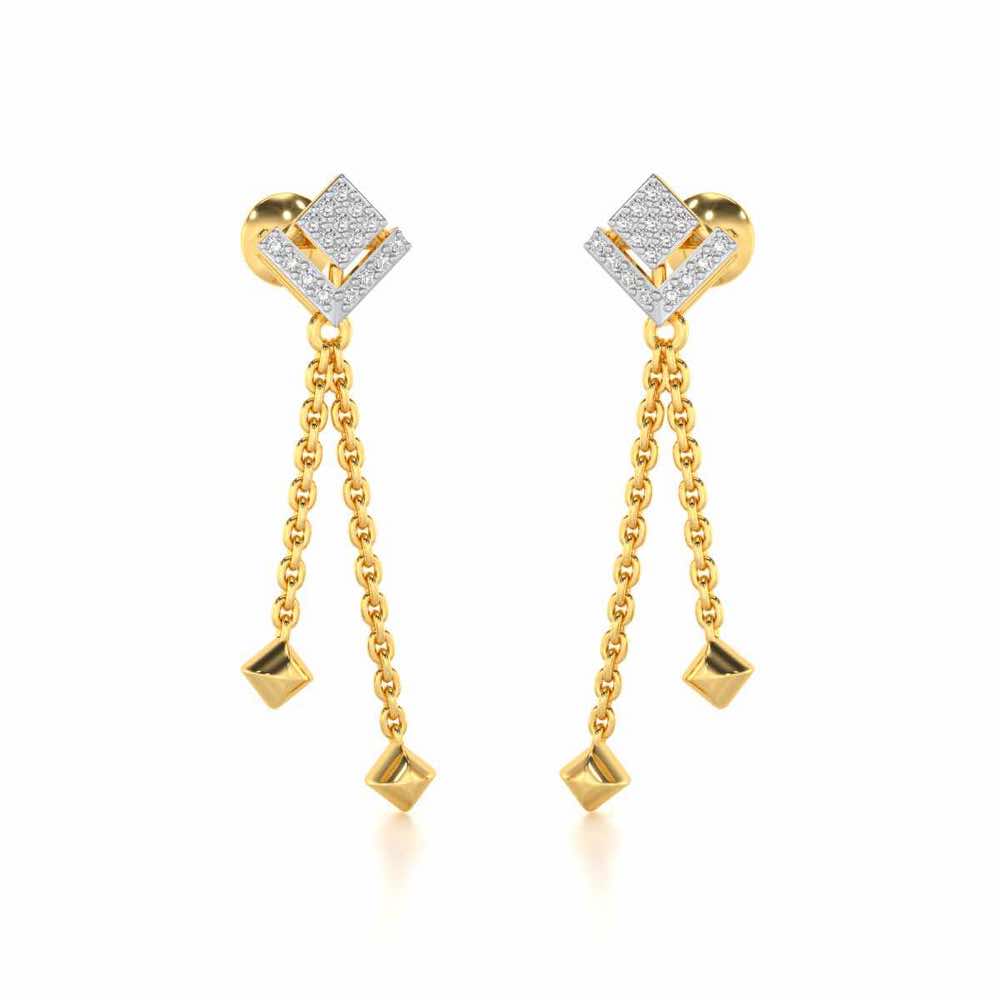 Posh Silver Dangler Earrings - Yellow Gold - Image 2