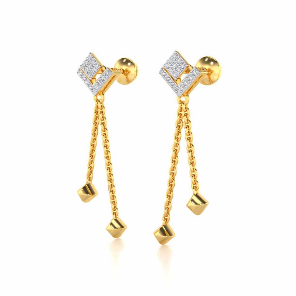 Posh Silver Dangler Earrings - Yellow Gold - Image 3